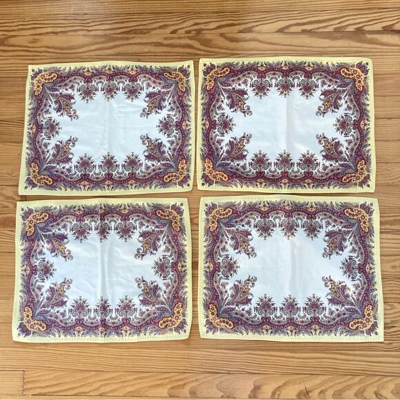 Williams Sonoma Other - William Sonoma Cotton Placemats Yellow Maroon Floral